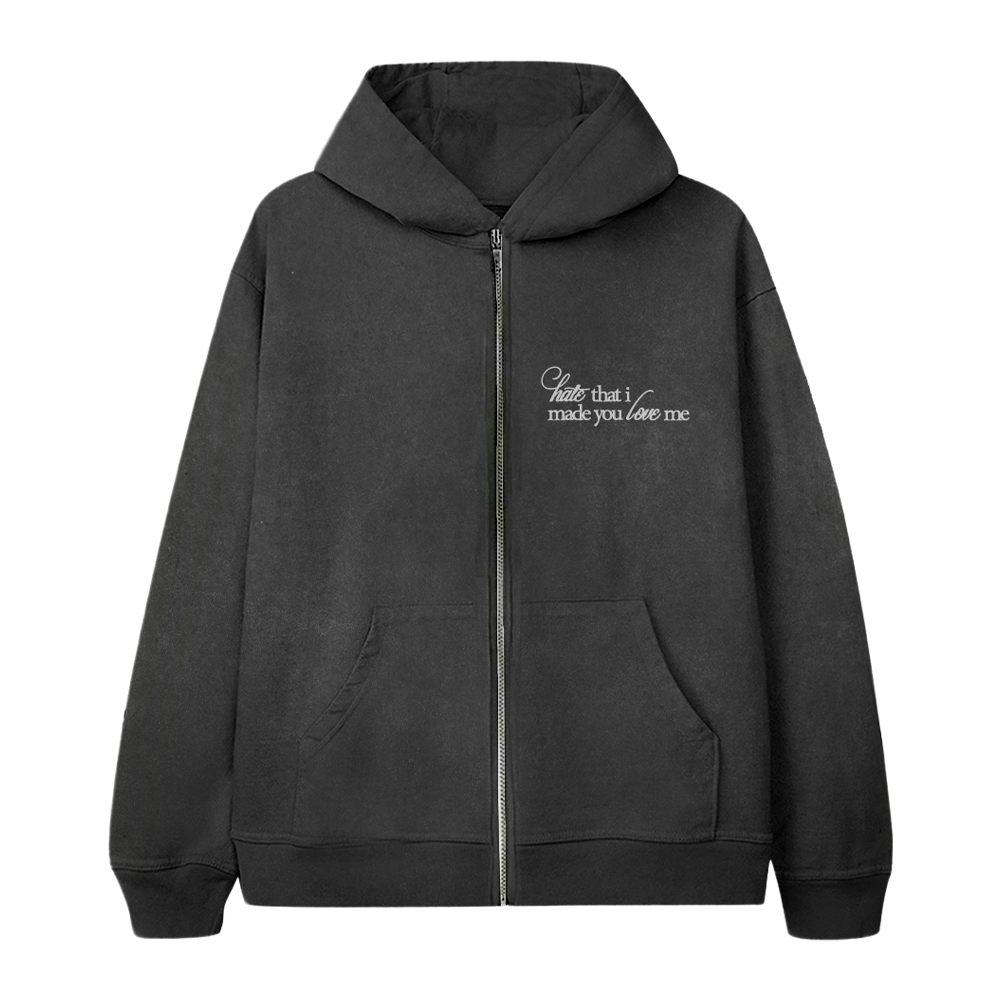 hate that i made you love me flower zip hoodie front